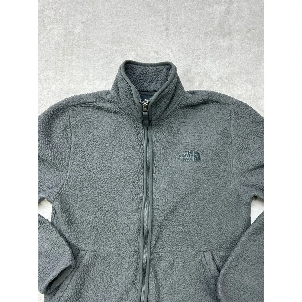 The North Face Fleece Jacket Mens Small Grey Sherpa Full Zip Mock Neck Light